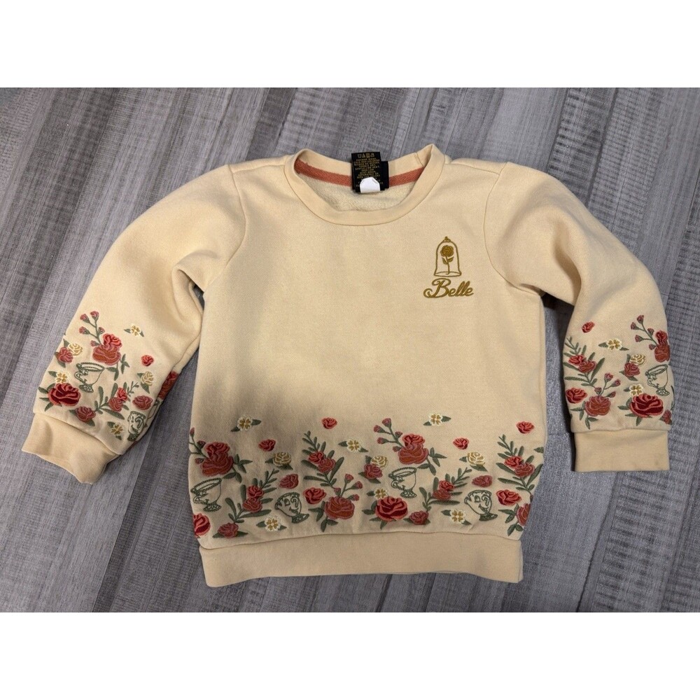 Disney Belle Flower Embroidered Girls Sweatshirt Size 5